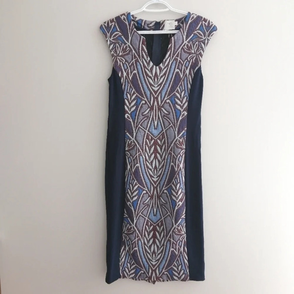 Anthropologie HD in Paris Cleo Jacquard Colourblock Sheath Midi Dress Small - Picture 3 of 16